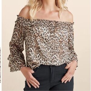 Venus off the shoulder, leopard print top size 12